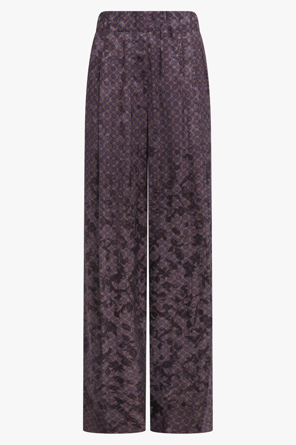 DRIES VAN NOTEN RTW Pila Floral Motif Wide Leg Pant | Brown