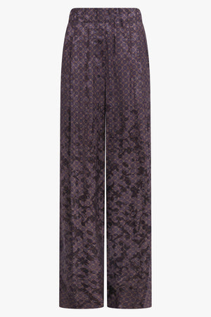DRIES VAN NOTEN RTW Pila Floral Motif Wide Leg Pant | Brown
