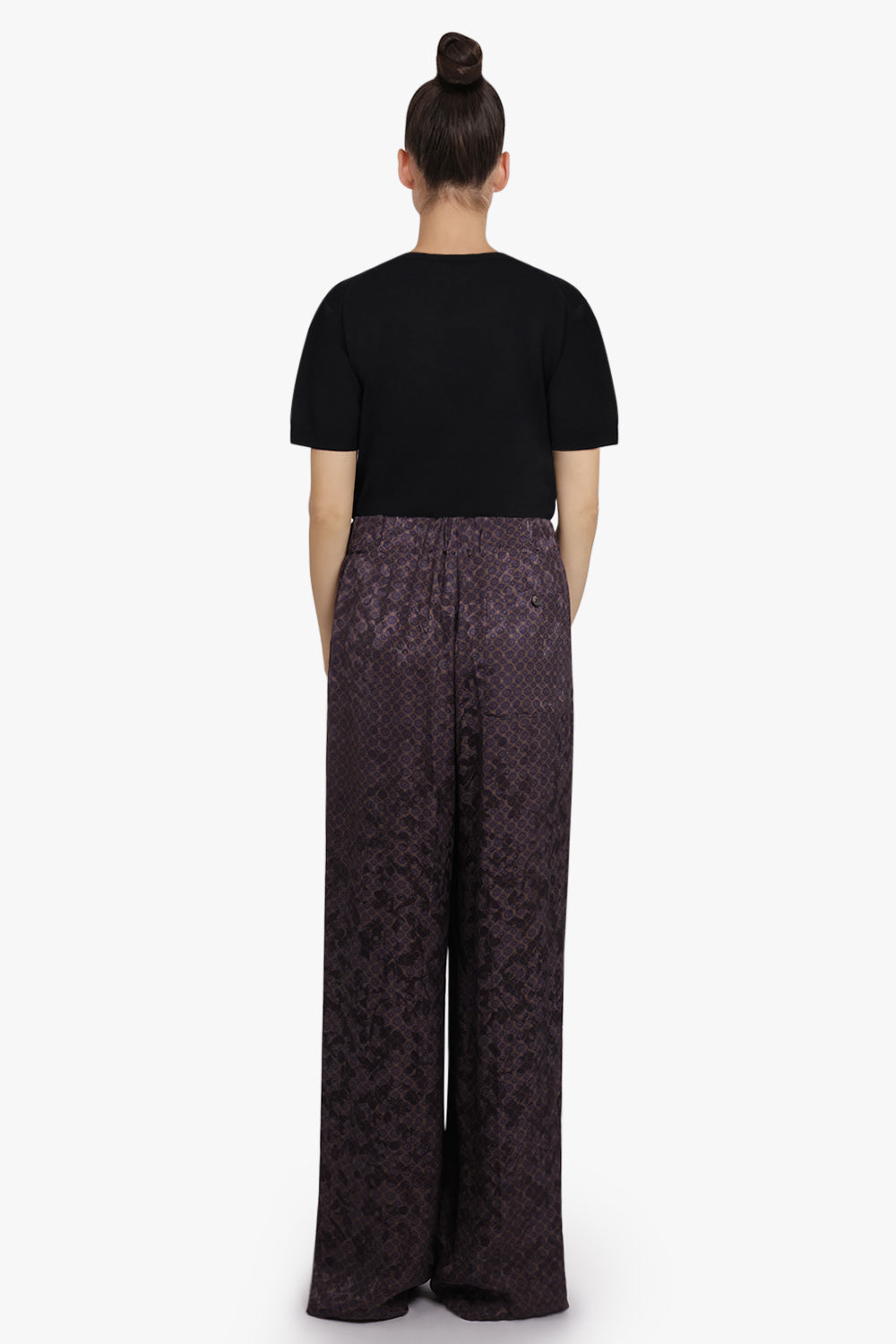 DRIES VAN NOTEN RTW Pila Floral Motif Wide Leg Pant | Brown