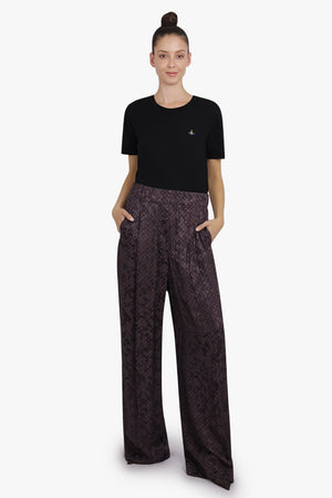 DRIES VAN NOTEN RTW Pila Floral Motif Wide Leg Pant | Brown