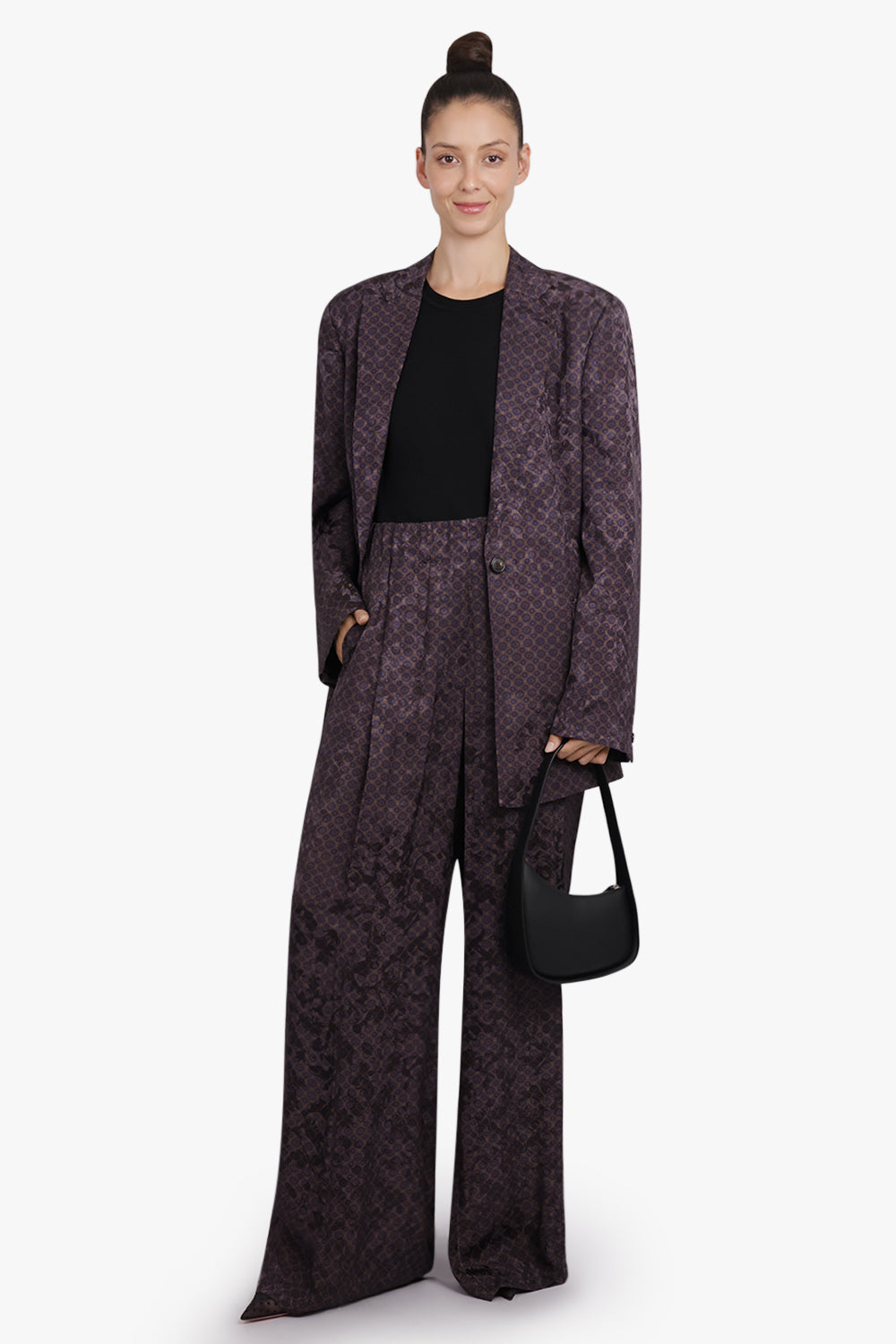 DRIES VAN NOTEN RTW Baftan Floral Motif Single Breast Jacket | Brown