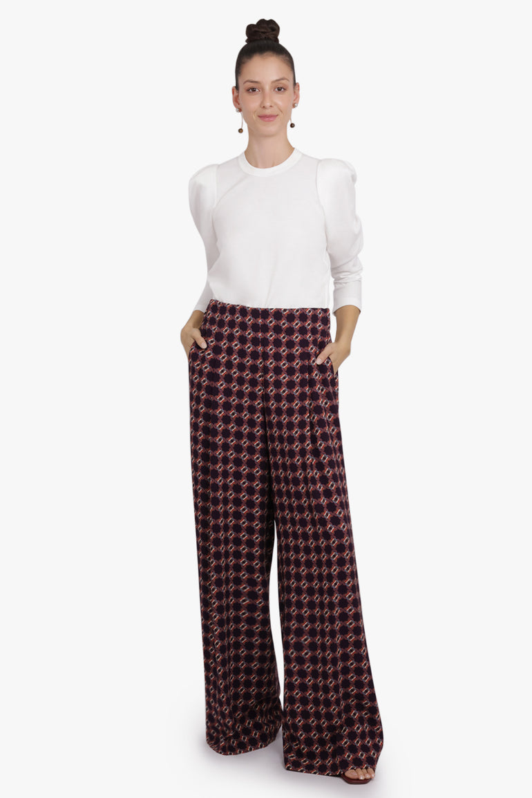 DRIES VAN NOTEN RTW Pila Mosaique Print Wide Leg Pant | Auber Purple