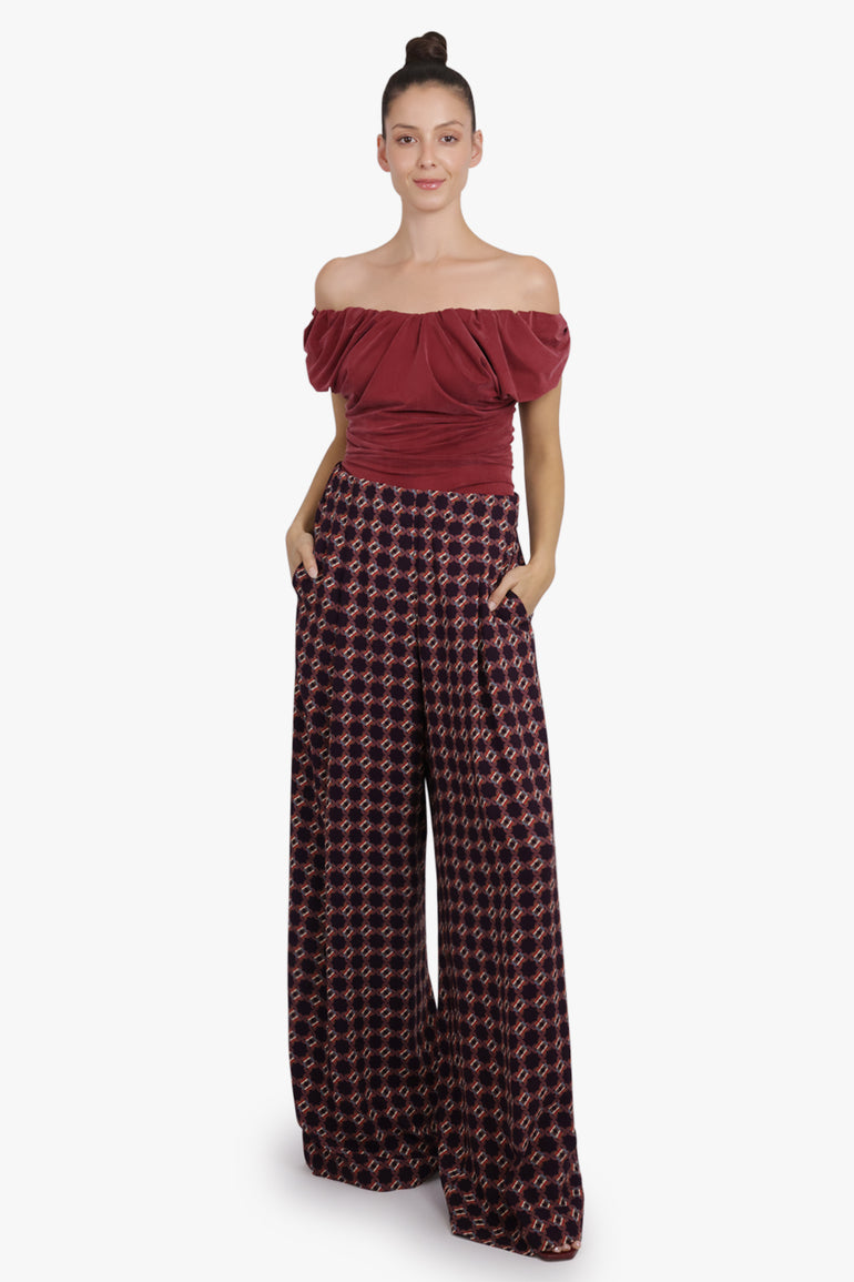 DRIES VAN NOTEN RTW Pila Mosaique Print Wide Leg Pant | Auber Purple