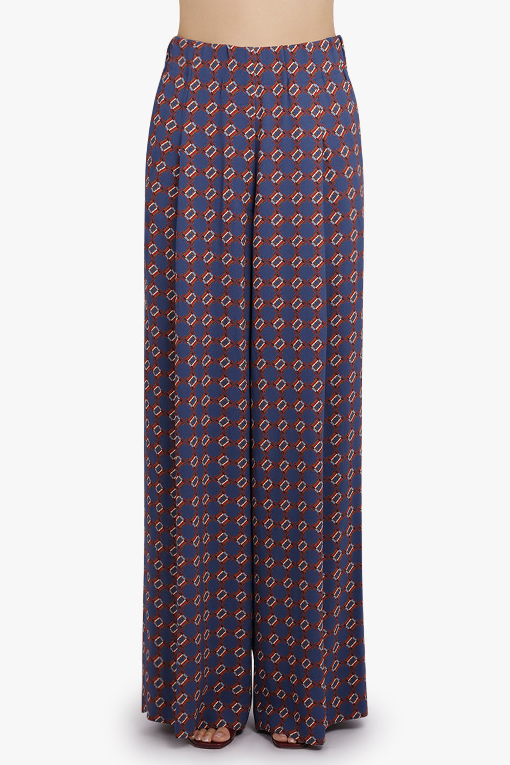 DRIES VAN NOTEN RTW Pila Mosaique Print Wide Leg Pant | Blue