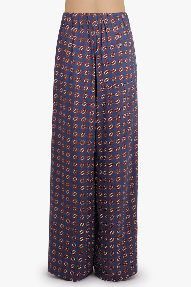DRIES VAN NOTEN RTW Pila Mosaique Print Wide Leg Pant | Blue