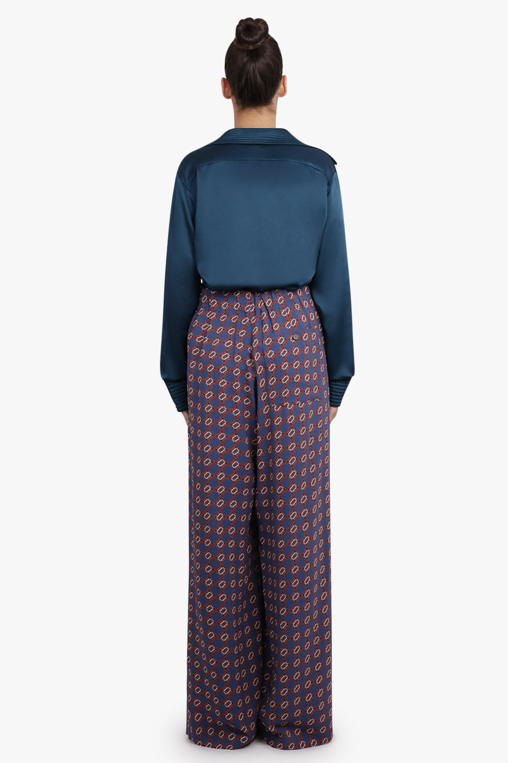 DRIES VAN NOTEN RTW Pila Mosaique Print Wide Leg Pant | Blue