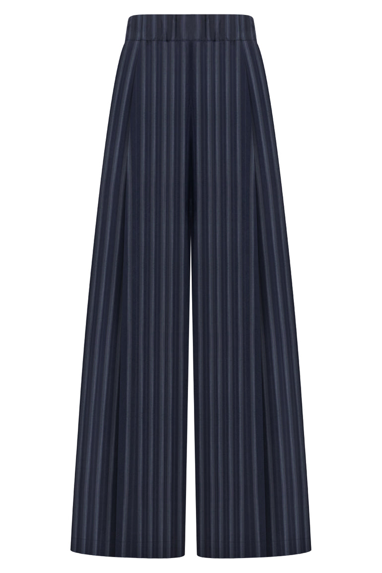 DRIES VAN NOTEN RTW Pila Stripe Wide Leg Pant | Navy