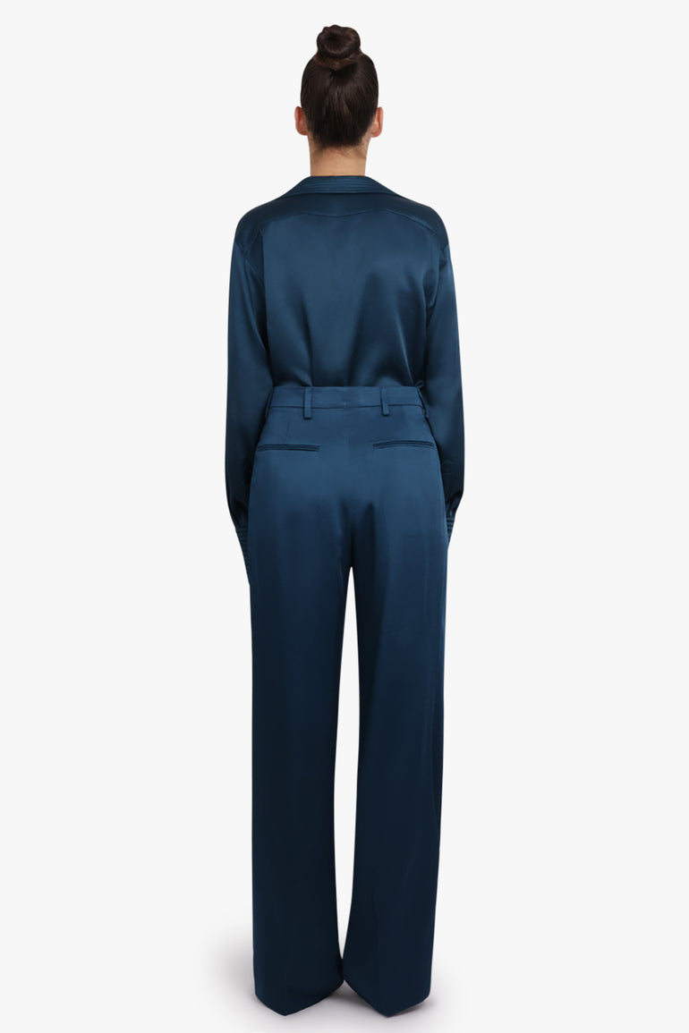 DRIES VAN NOTEN RTW Portias Fluid Straight Leg Pant | Petrol Blue