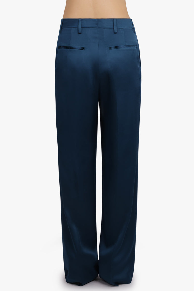 DRIES VAN NOTEN RTW Portias Fluid Straight Leg Pant | Petrol Blue
