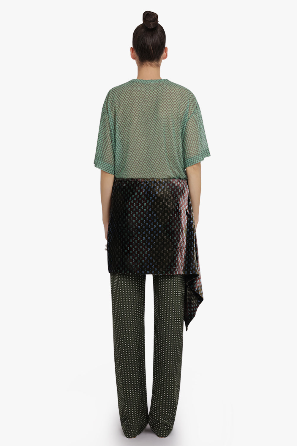 DRIES VAN NOTEN RTW Pritty Square Print Pant With Tie Mini Skirt | Khaki