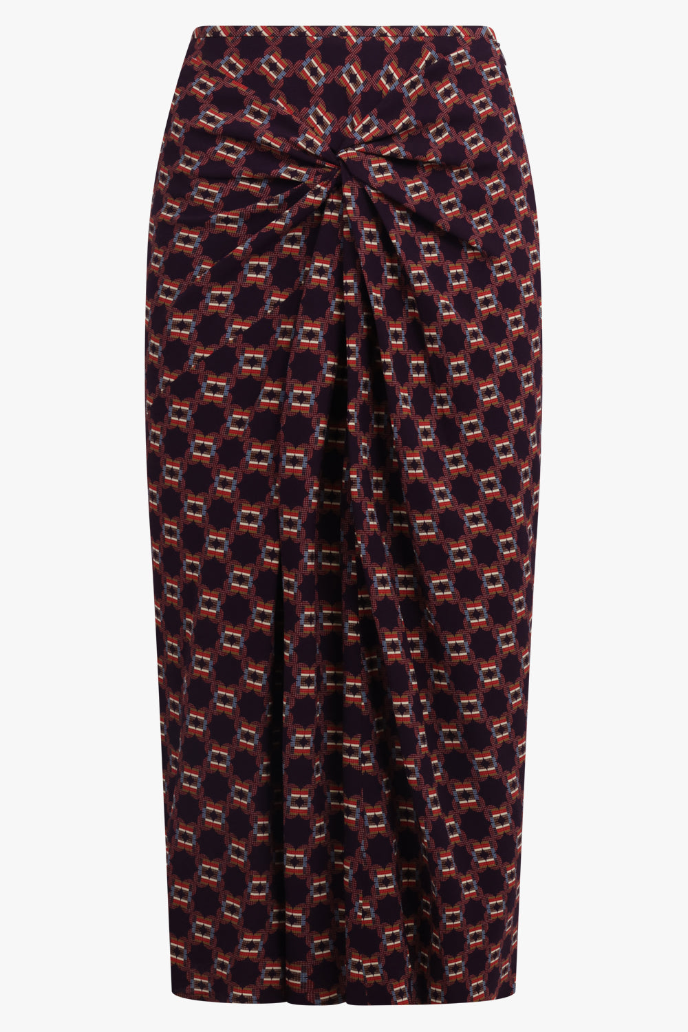 DRIES VAN NOTEN RTW Smila Draped Mosaique Print Midi Skirt | Auber Purple