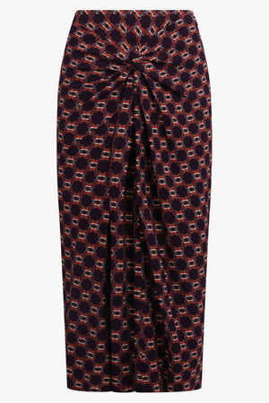 DRIES VAN NOTEN RTW Smila Draped Mosaique Print Midi Skirt | Auber Purple