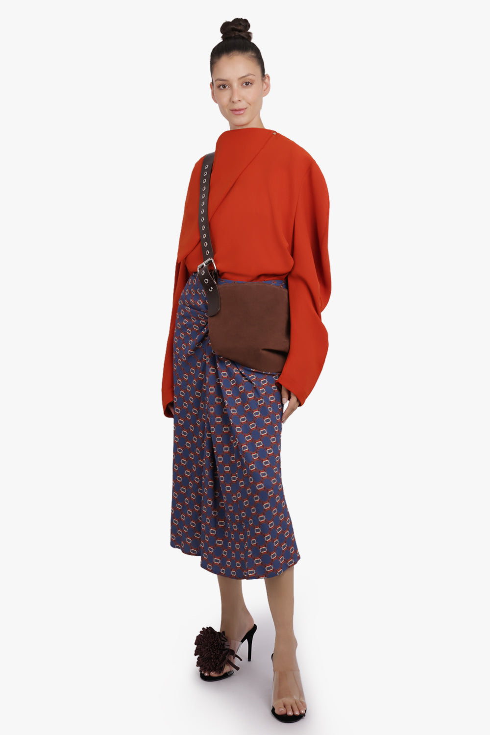 VIVIENNE WESTWOOD BAGS BROWN / Chocolate Brown Maxime Small Suede Crossbody Bag | Chocolate Brown