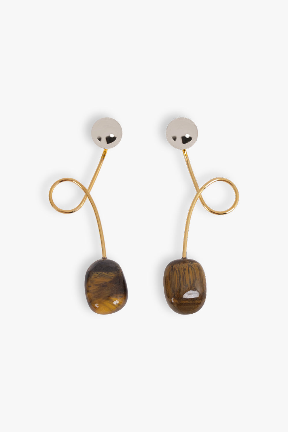 DRIES VAN NOTEN JEWELLERY MULTI / Tiger-Eye Swirl Stone Drop Earrings | Tiger-Eye