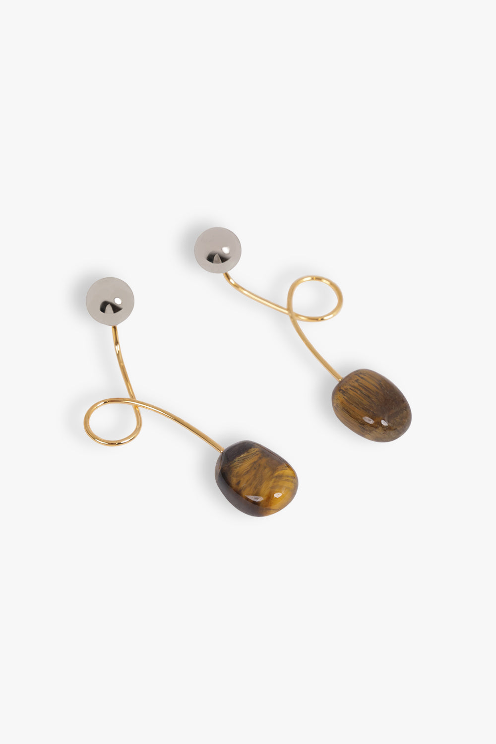 DRIES VAN NOTEN JEWELLERY MULTI / Tiger-Eye Swirl Stone Drop Earrings | Tiger-Eye