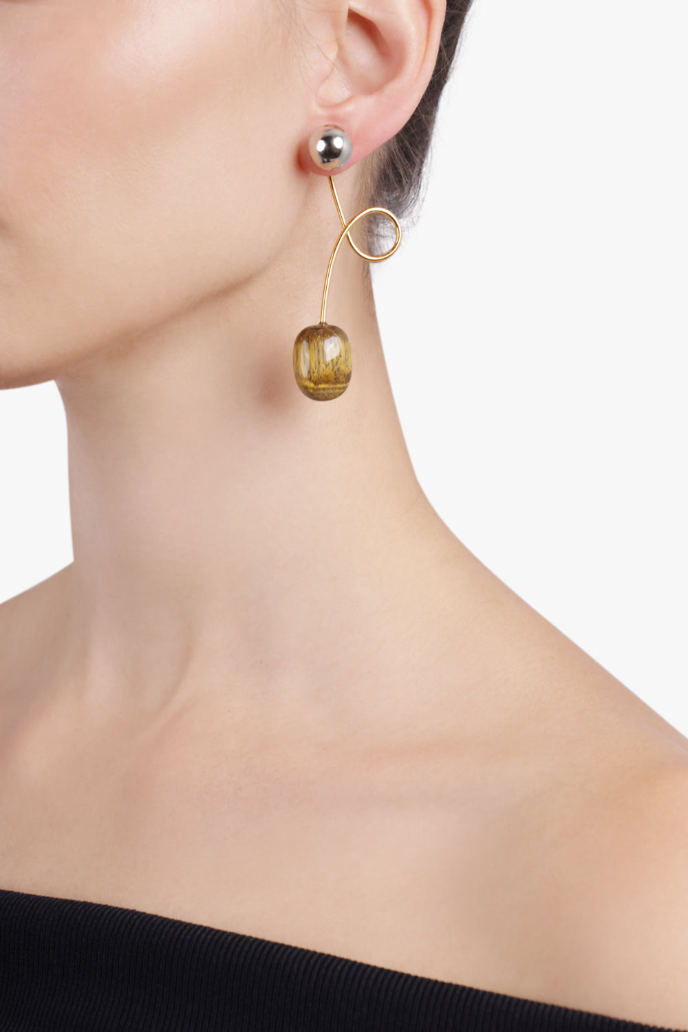 DRIES VAN NOTEN JEWELLERY MULTI / Tiger-Eye Swirl Stone Drop Earrings | Tiger-Eye