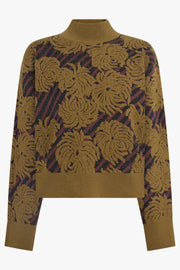 DRIES VAN NOTEN RTW Termoli Textured Floral Sweater | Khaki
