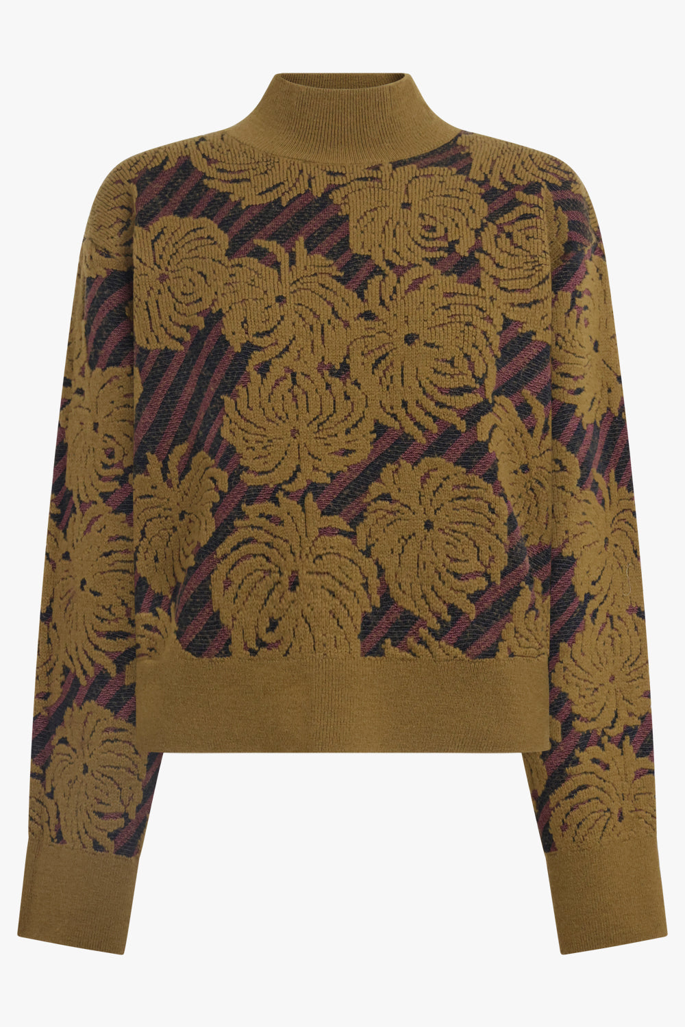 DRIES VAN NOTEN RTW Termoli Textured Floral Sweater | Khaki