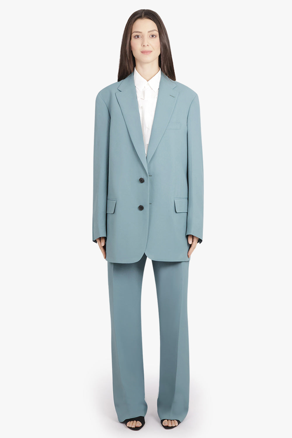 DRIES VAN NOTEN RTW Blunt Single Breasted Relaxed Jacket | Turquoise