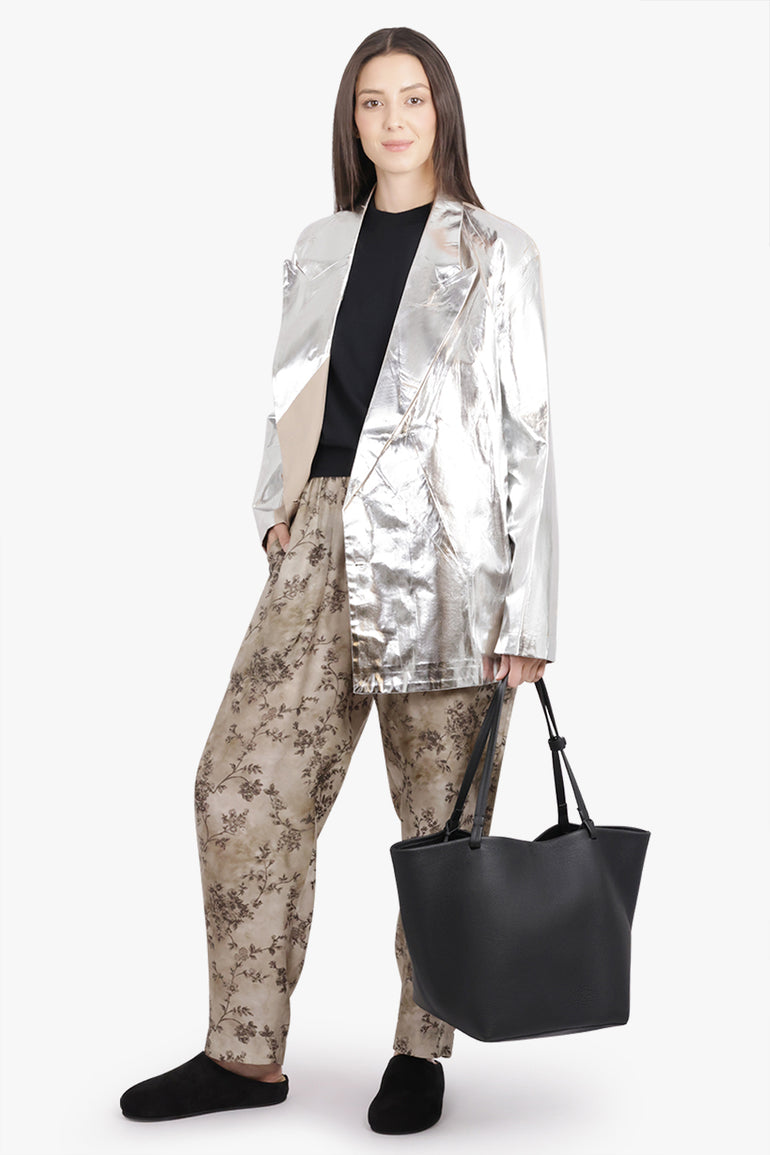 DRIES VAN NOTEN RTW Caplan Silver Overlay Double Breasted Shirt Jacket | Silver/Sand