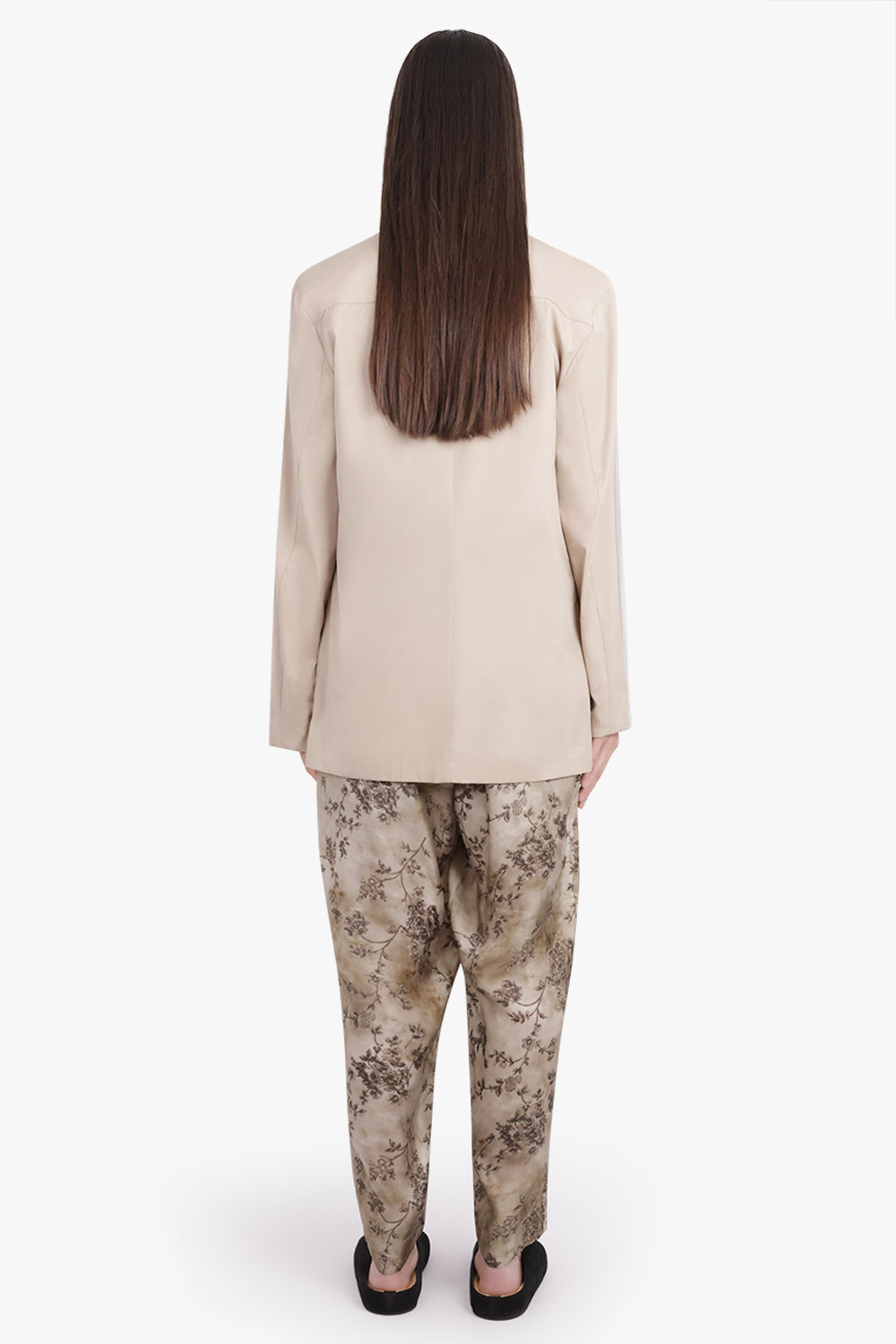 DRIES VAN NOTEN RTW Caplan Silver Overlay Double Breasted Shirt Jacket | Silver/Sand