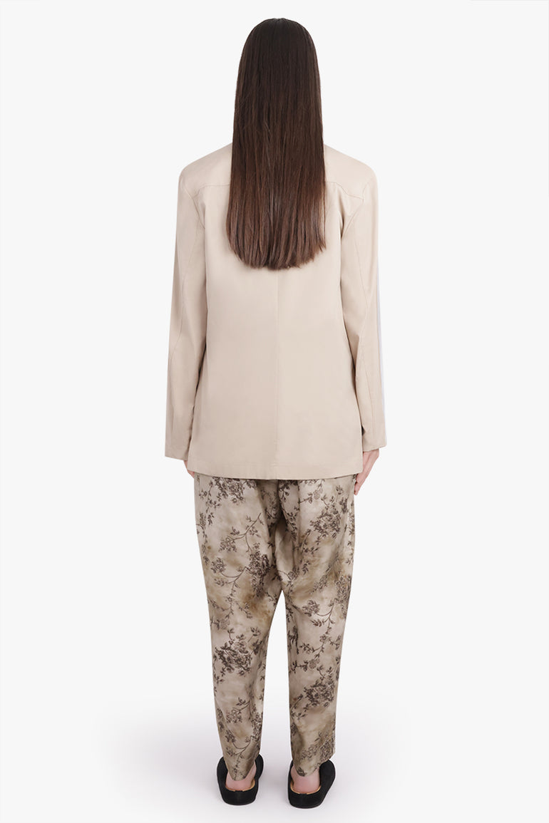 DRIES VAN NOTEN RTW Caplan Silver Overlay Double Breasted Shirt Jacket | Silver/Sand