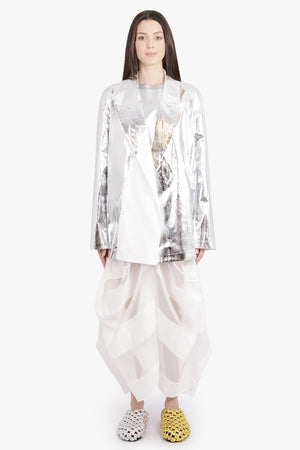 Greta Soft Pleat Midi Skirt | Smoke White/Grey