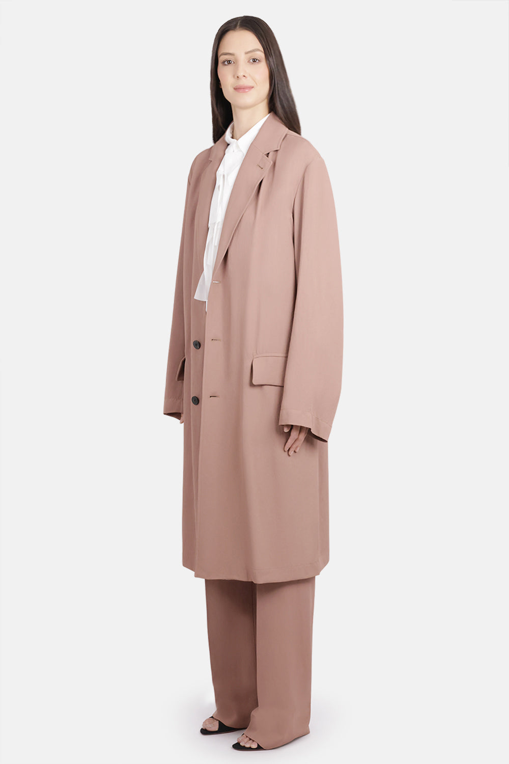 DRIES VAN NOTEN RTW Rinley Relaxed Mid Length Coat | Peach