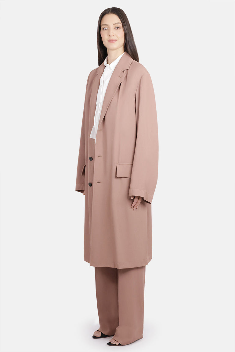 DRIES VAN NOTEN RTW Rinley Relaxed Mid Length Coat | Peach