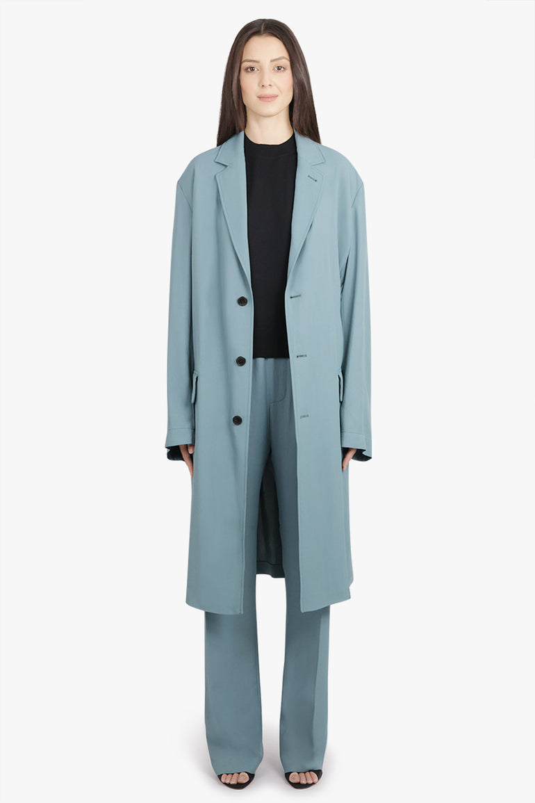 DRIES VAN NOTEN RTW Rinley Relaxed Mid Length Coat | Turquoise