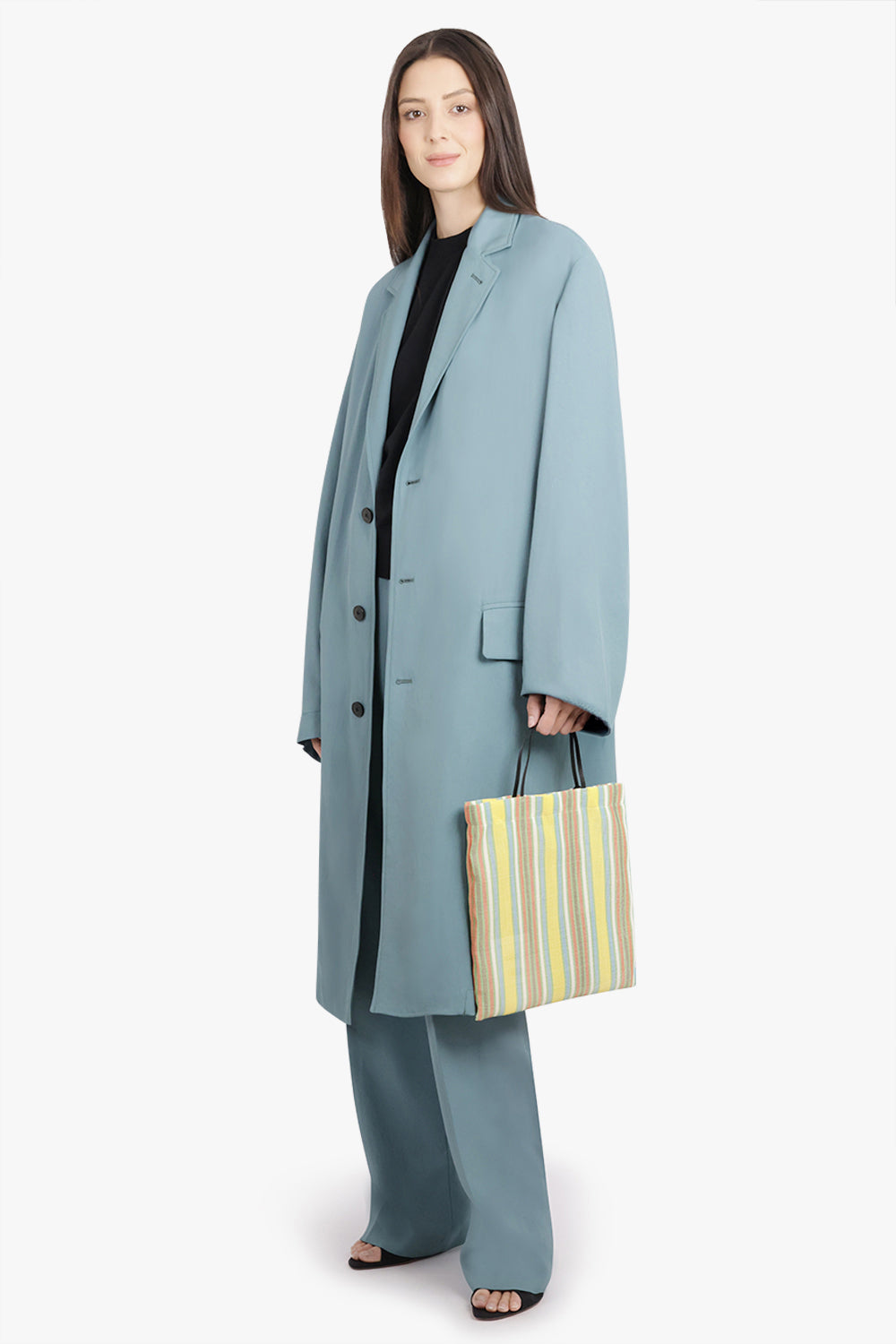 DRIES VAN NOTEN RTW Rinley Relaxed Mid Length Coat | Turquoise