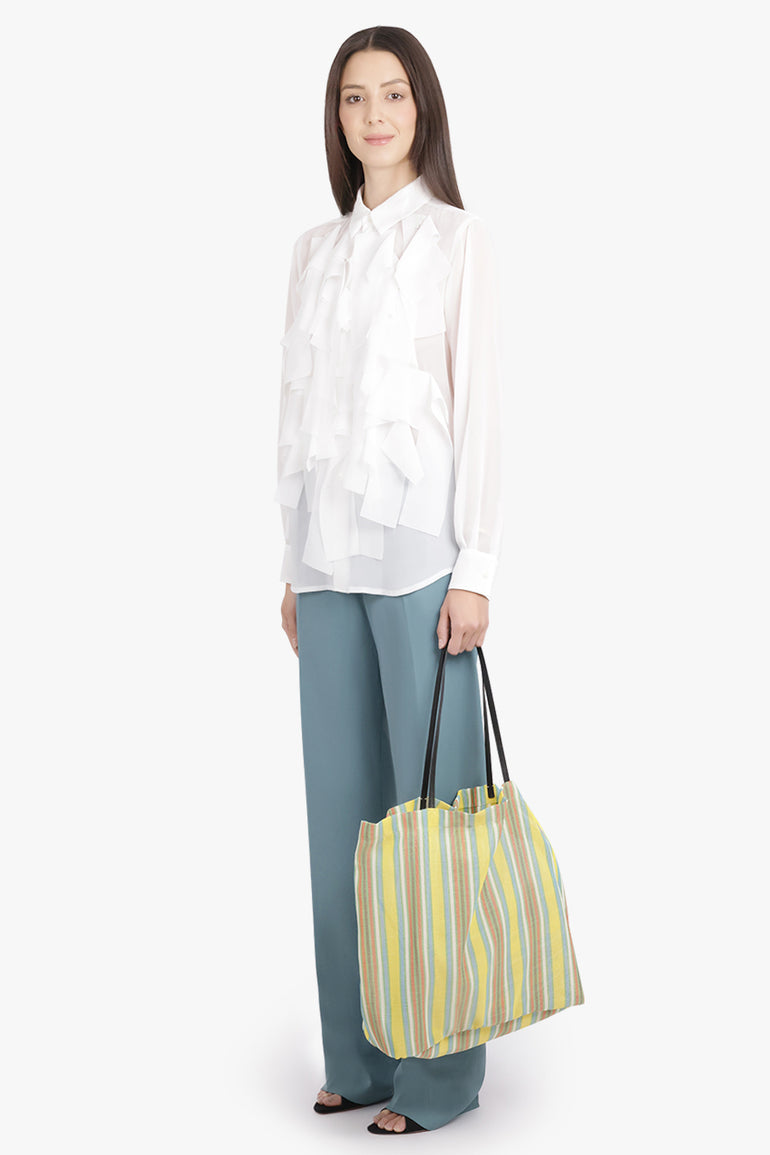 COMME DES GARCONS RTW Sheer L/S Rectangular Layered Detail Shirt | White