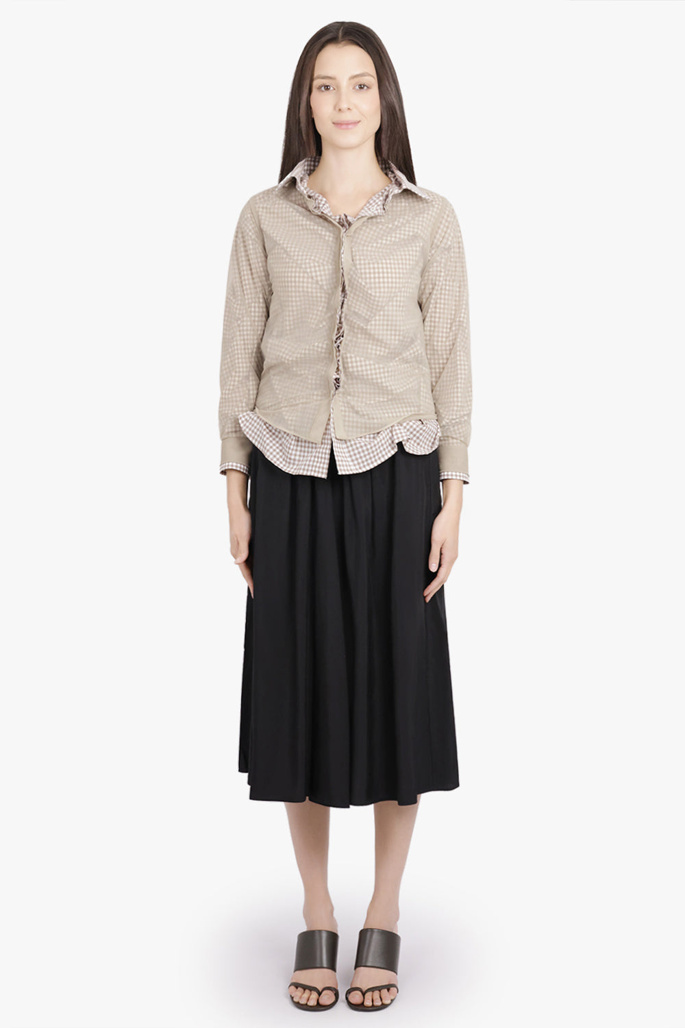 MAISON MARGIELA RTW Deconstructed Cut Out Midi Skirt | Black/Brown