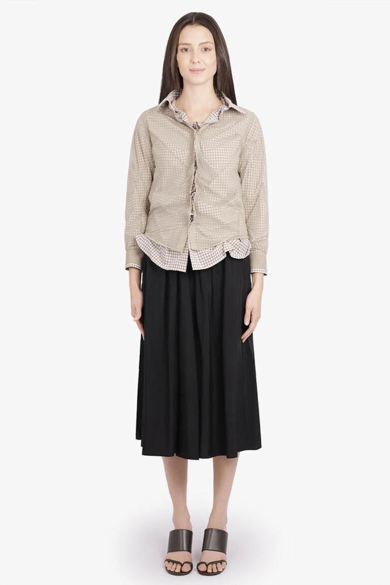 MAISON MARGIELA RTW Deconstructed Cut Out Midi Skirt | Black/Brown