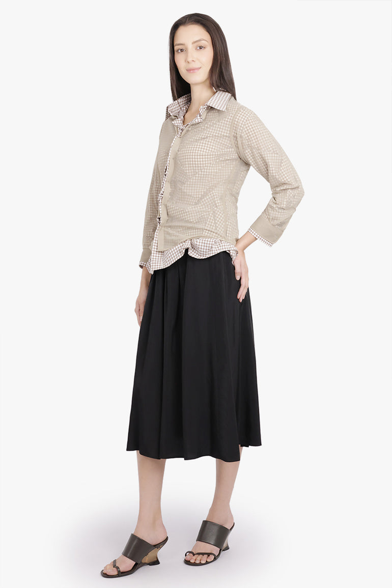 MAISON MARGIELA RTW Deconstructed Cut Out Midi Skirt | Black/Brown
