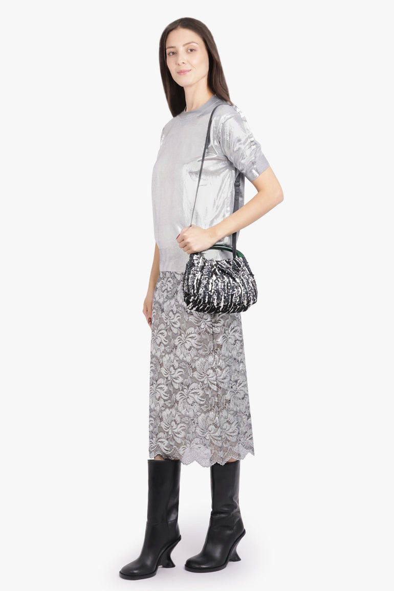 JUNYA WATANABE RTW Print Round Neck S/S Top | Silver/Grey