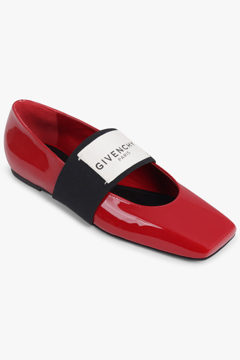 GIVENCHY SHOES Ballerina Flats with Givenchy Label Elastic | Deep Red