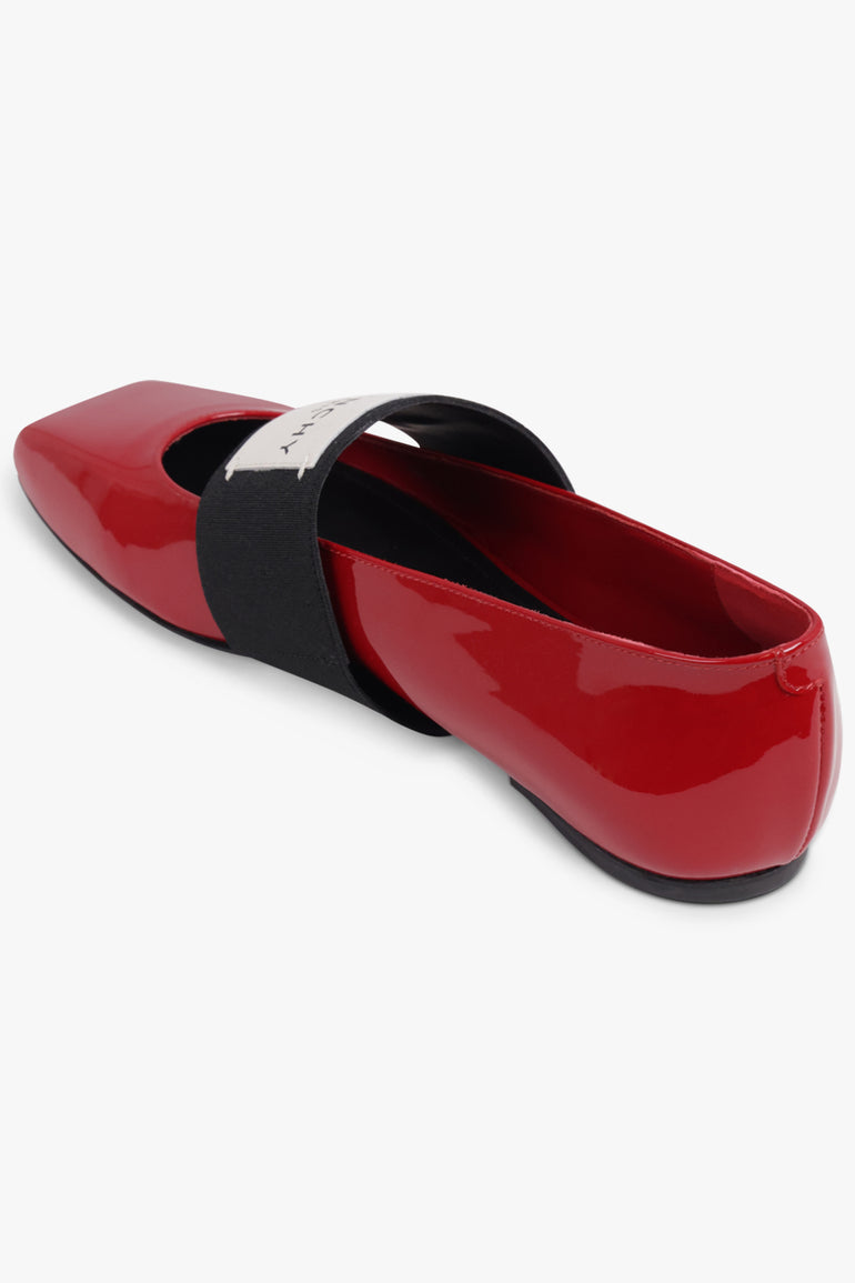 GIVENCHY SHOES Ballerina Flats with Givenchy Label Elastic | Deep Red