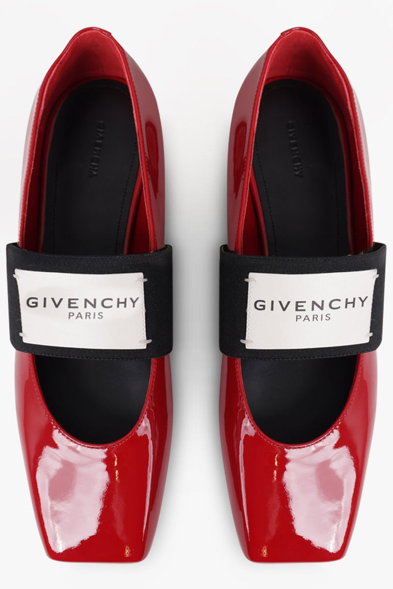 GIVENCHY SHOES Ballerina Flats with Givenchy Label Elastic | Deep Red