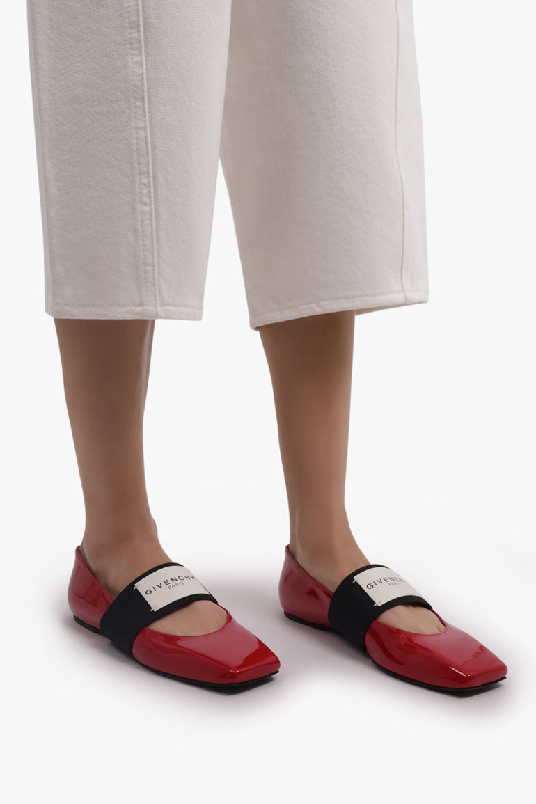 GIVENCHY SHOES Ballerina Flats with Givenchy Label Elastic | Deep Red