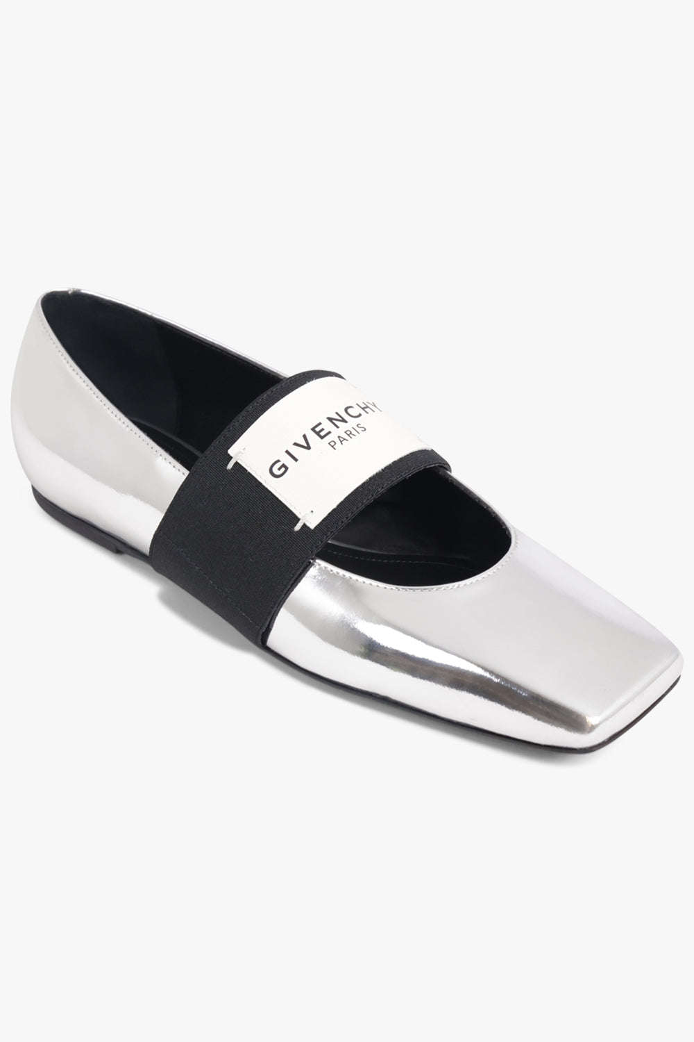 GIVENCHY SHOES Ballerina Flats with Givenchy Label Elastic | Silvery Grey