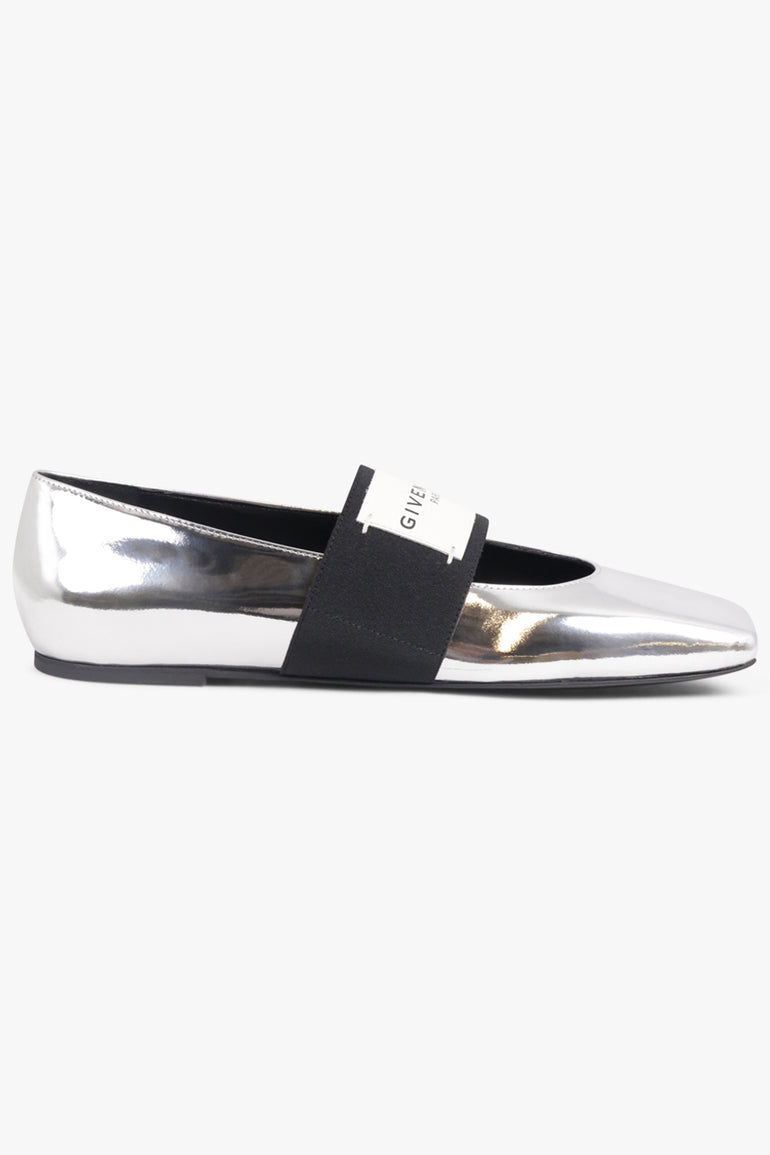 GIVENCHY SHOES Ballerina Flats with Givenchy Label Elastic | Silvery Grey