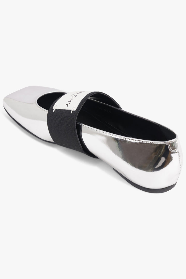GIVENCHY SHOES Ballerina Flats with Givenchy Label Elastic | Silvery Grey
