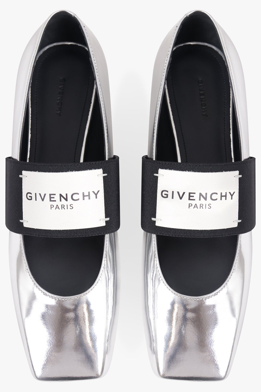 GIVENCHY SHOES Ballerina Flats with Givenchy Label Elastic | Silvery Grey