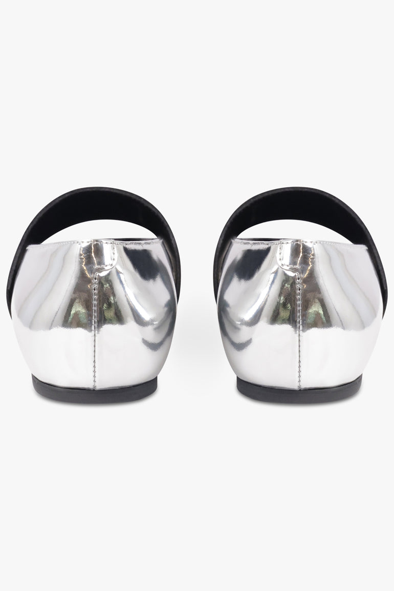 GIVENCHY SHOES Ballerina Flats with Givenchy Label Elastic | Silvery Grey