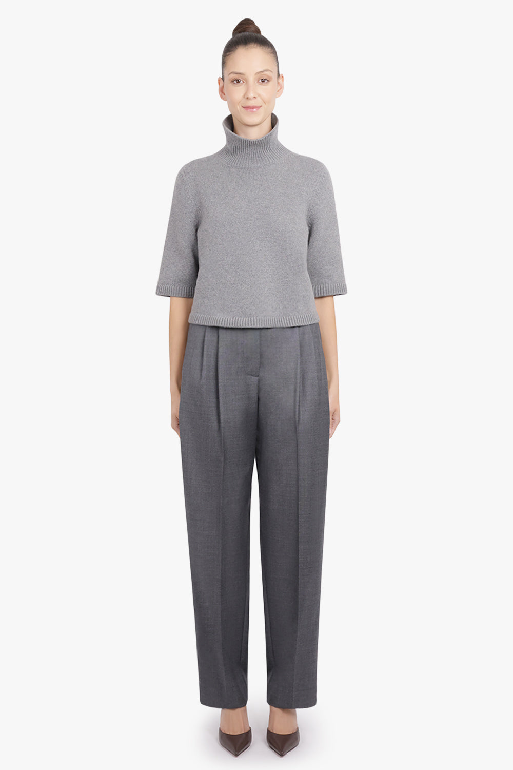Double Pleated Low-Waisted Pants | Grey Mix – Parlour X