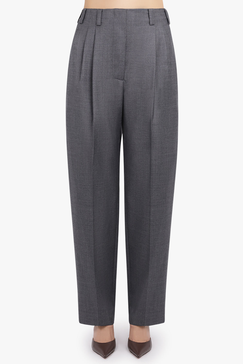 Double Pleated Low-Waisted Pants | Grey Mix – Parlour X