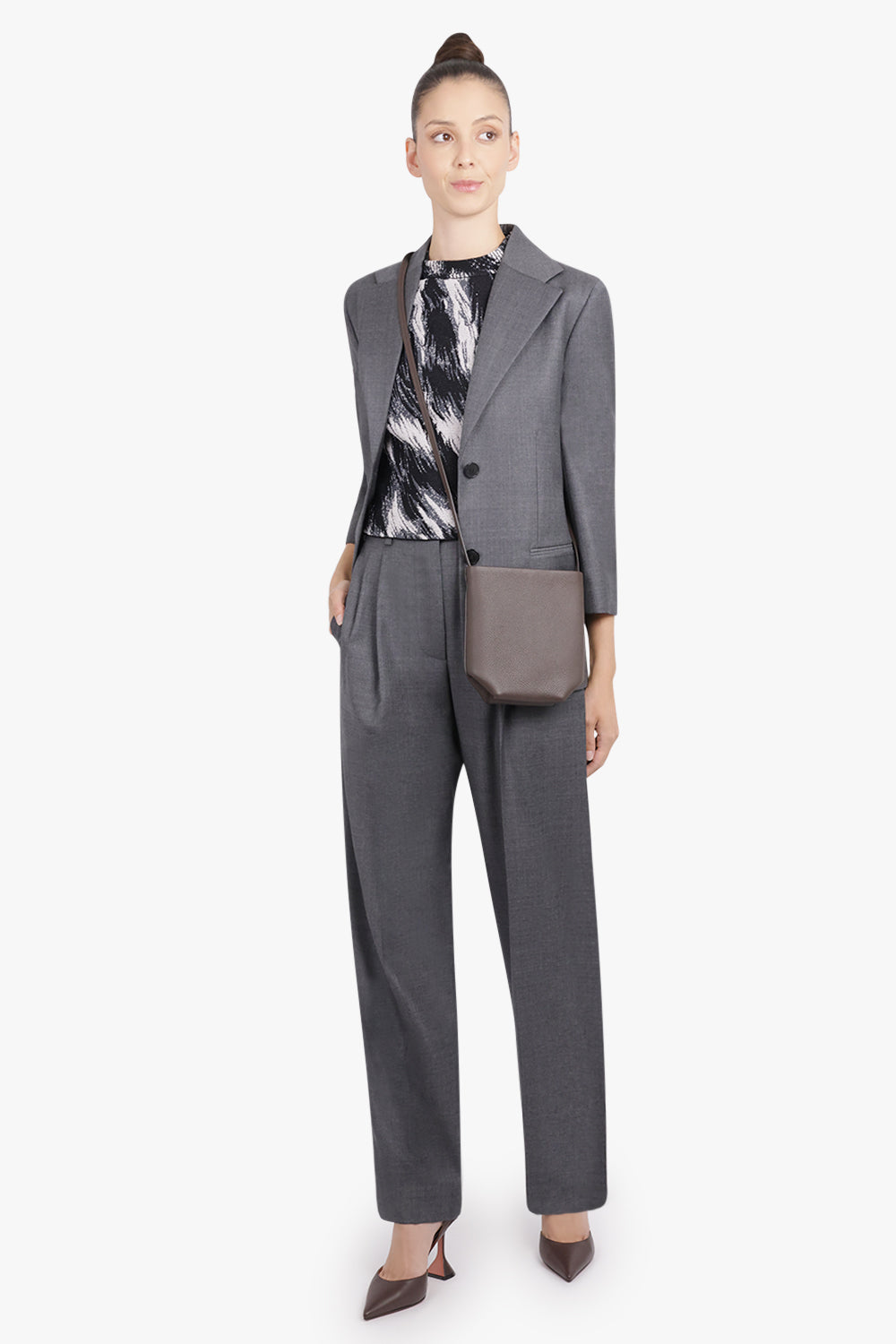 Double Pleated Low-Waisted Pants | Grey Mix – Parlour X