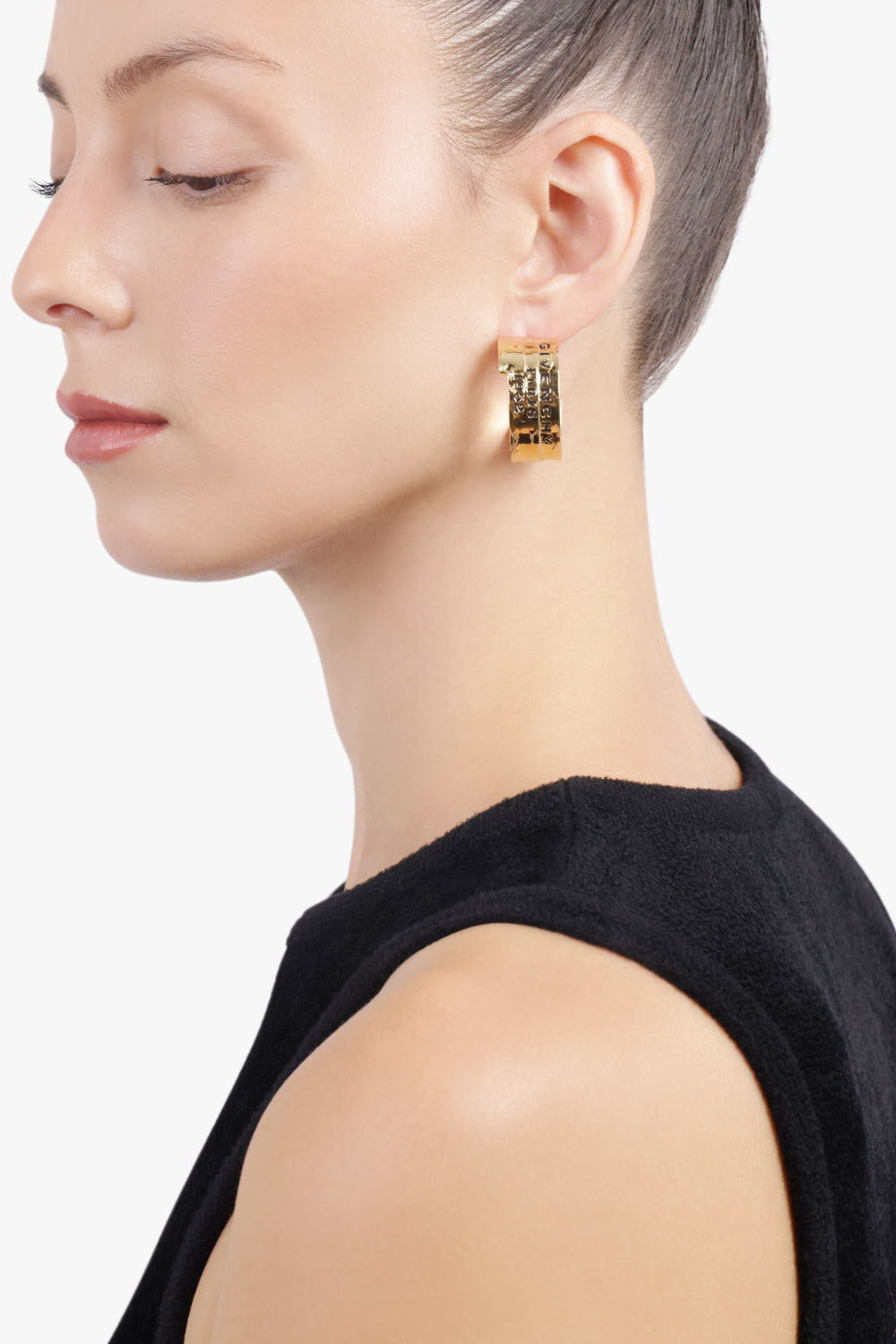 GIVENCHY JEWELLERY GOLD / Antic Golden Givenchy Tape Hoop Earrings | Antic Golden
