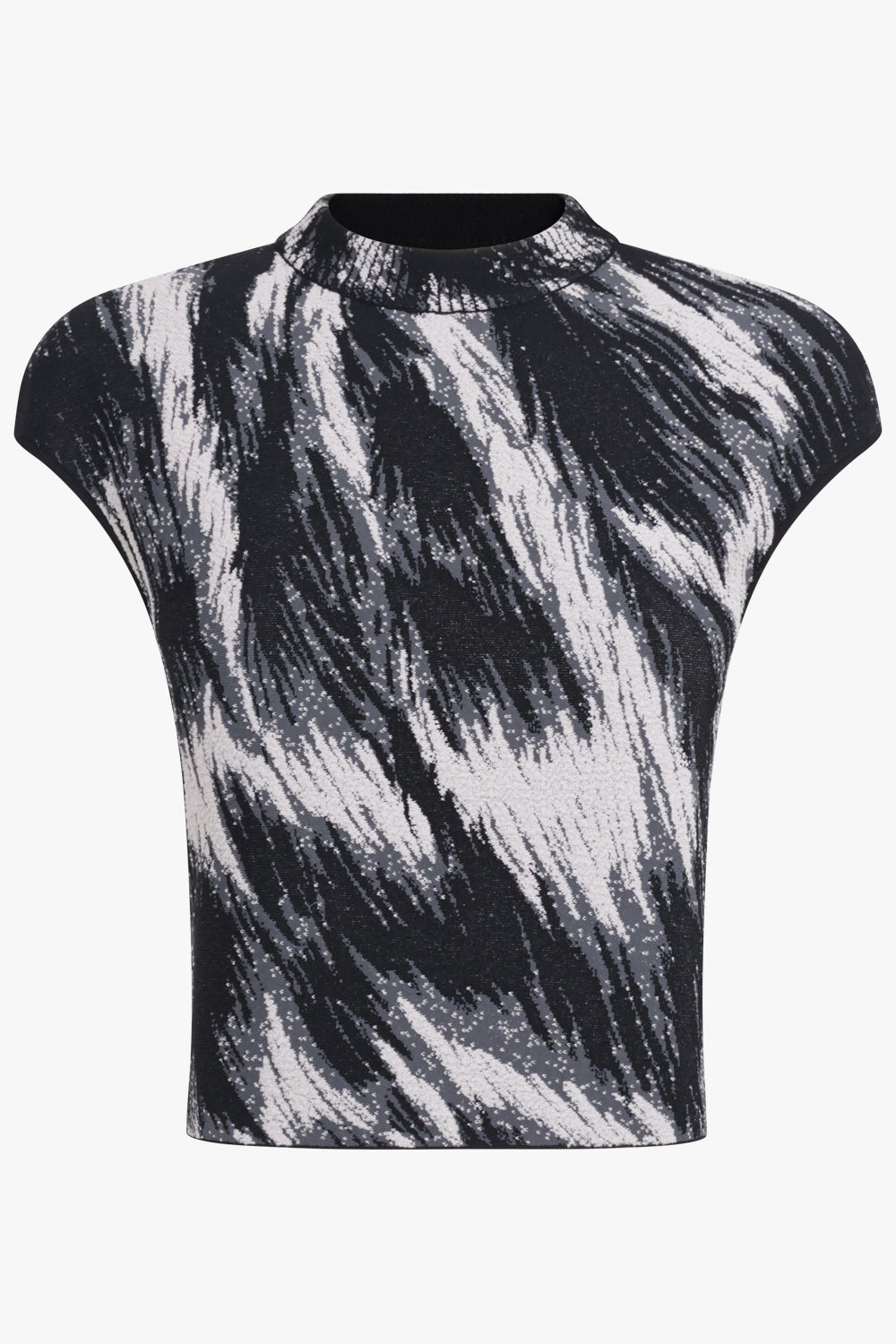 GIVENCHY RTW High-Neck S\S Marble Crop Top | Grey Mix
